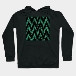 Palm Leaves Zig Zag Line (Black) Hoodie